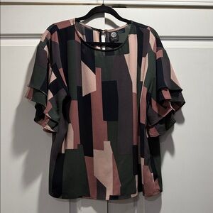 Bobeau abstract colorblock top